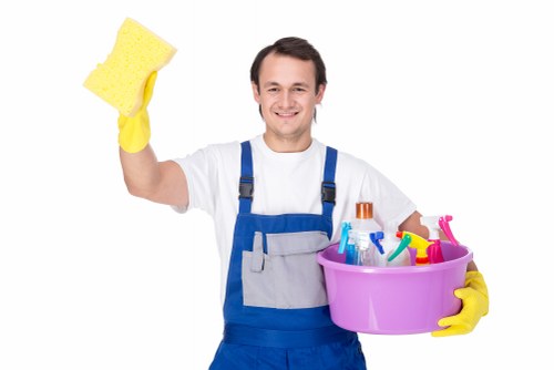 Professional carpet cleaning equipment in a business setting